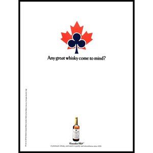 1988 Canadian Club Rye Whisky Whiskey Vintage Print Ad Maple Leaf Wall Art Photo